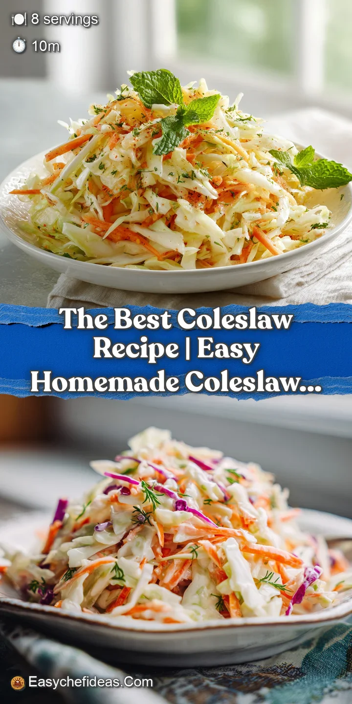 Close-up of shredded green cabbage and thin orange carrot ribbons glistening with a light, creamy dressing.