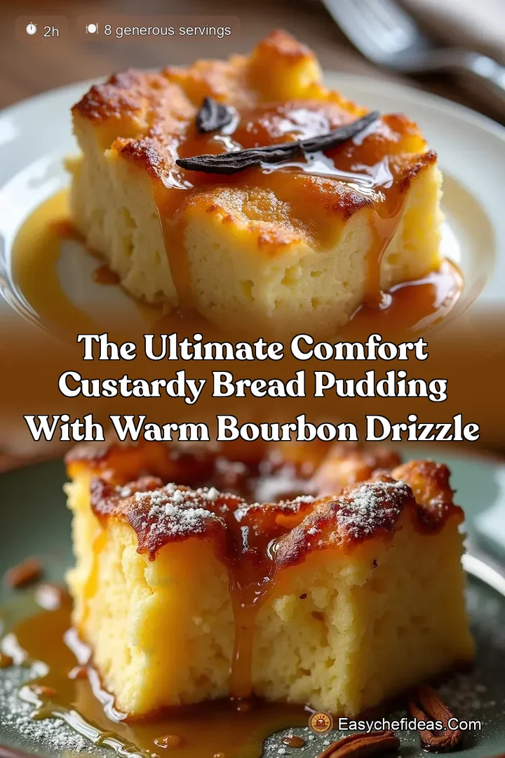 The Ultimate Comfort Custardy Bread Pudding with Warm Bourbon Drizzle