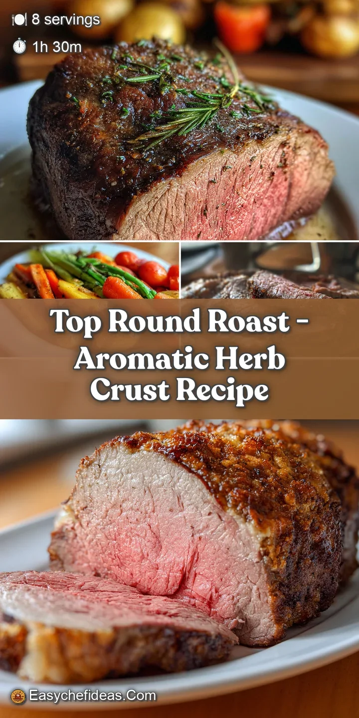 Close-up reveals the juicy interior of a medium-rare top round roast. Crispy, browned edges offer a tantalizing textural c...
