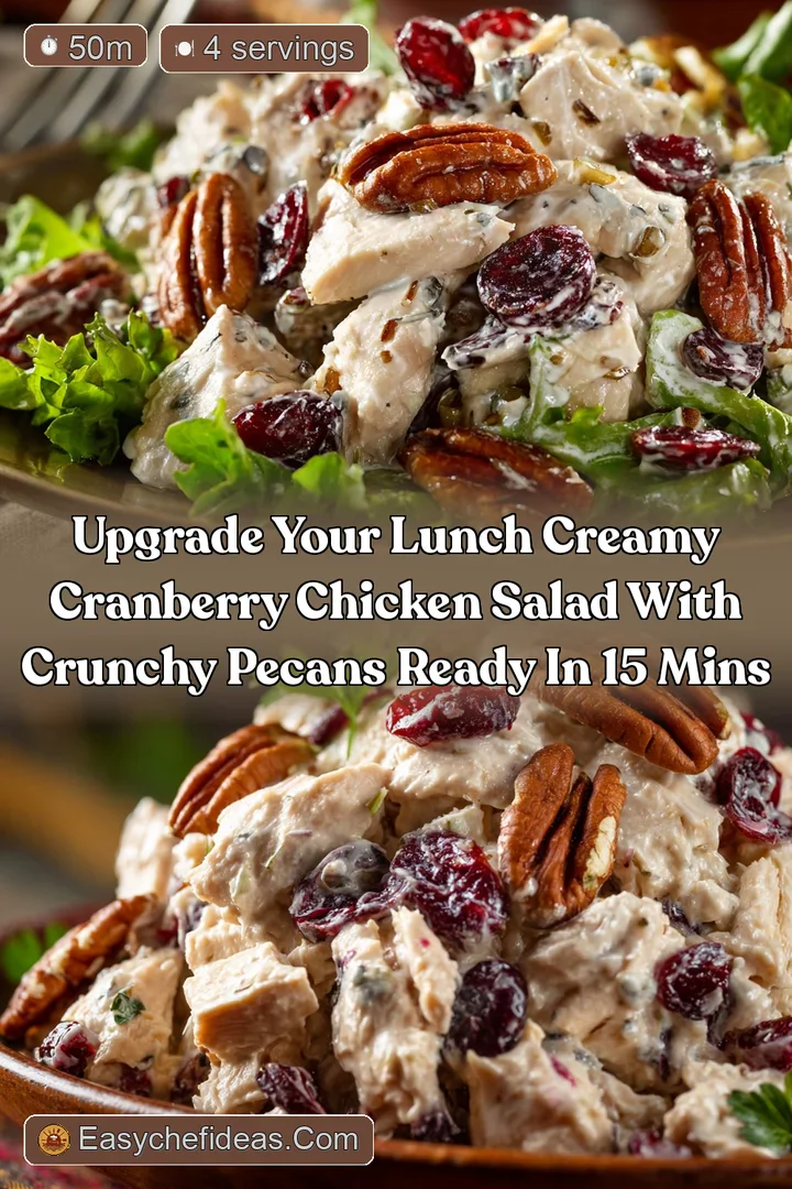Upgrade your lunch Creamy Cranberry Chicken Salad with crunchy pecans ready in 15 mins