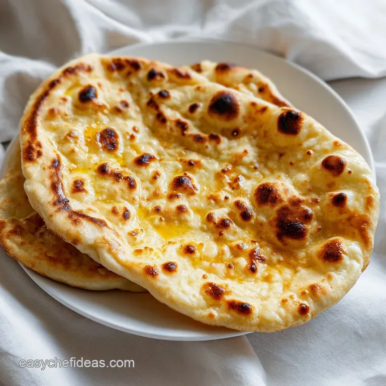 2 Ingredient Naan with Garlic Butter: Soft and Charred