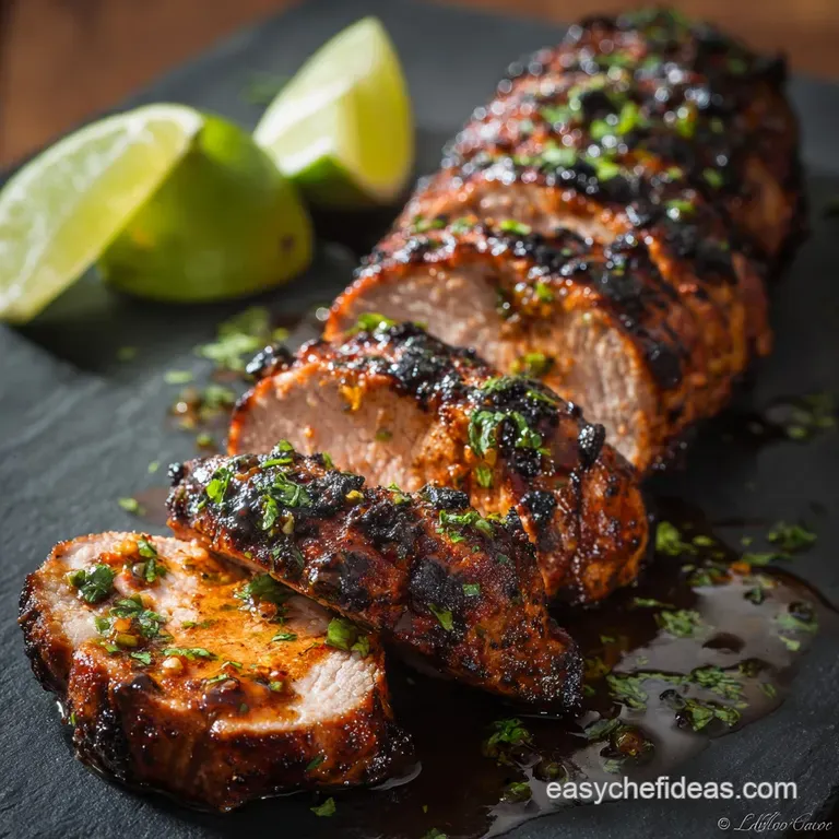 Mexican Adobo Rubbed Grilled Pork Tenderloin: Smoky Fiesta Dinner presentation