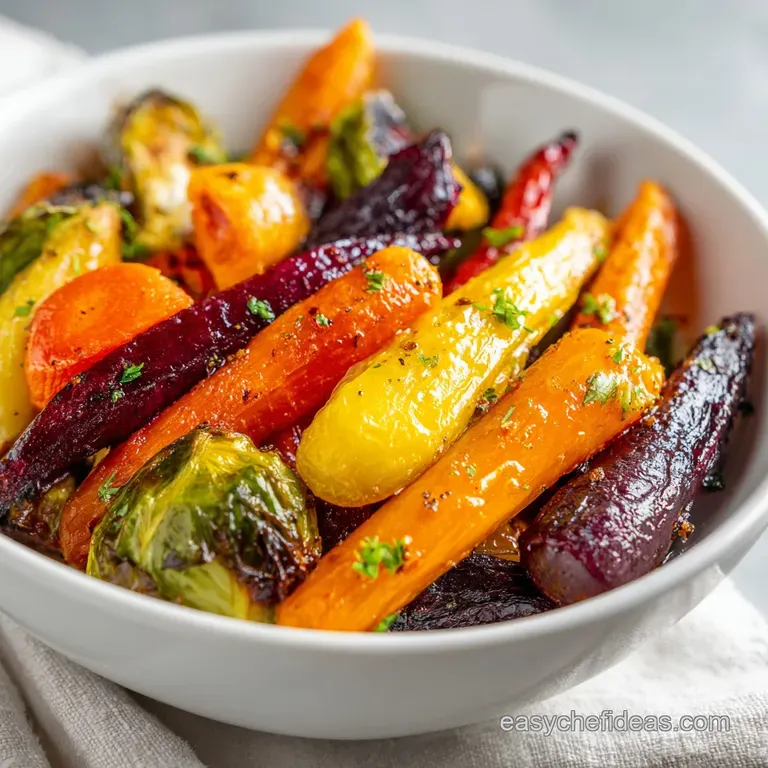 Bright, colorful air-fried vegetables artfully arranged on a white plate, steam rising gently, sprinkled with herbs.