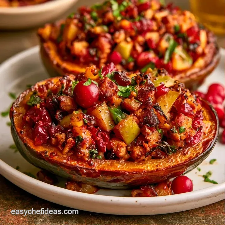 Golden roasted squash halves arranged on a rustic wooden platter with a sprinkle of fresh thyme and cinnamon.