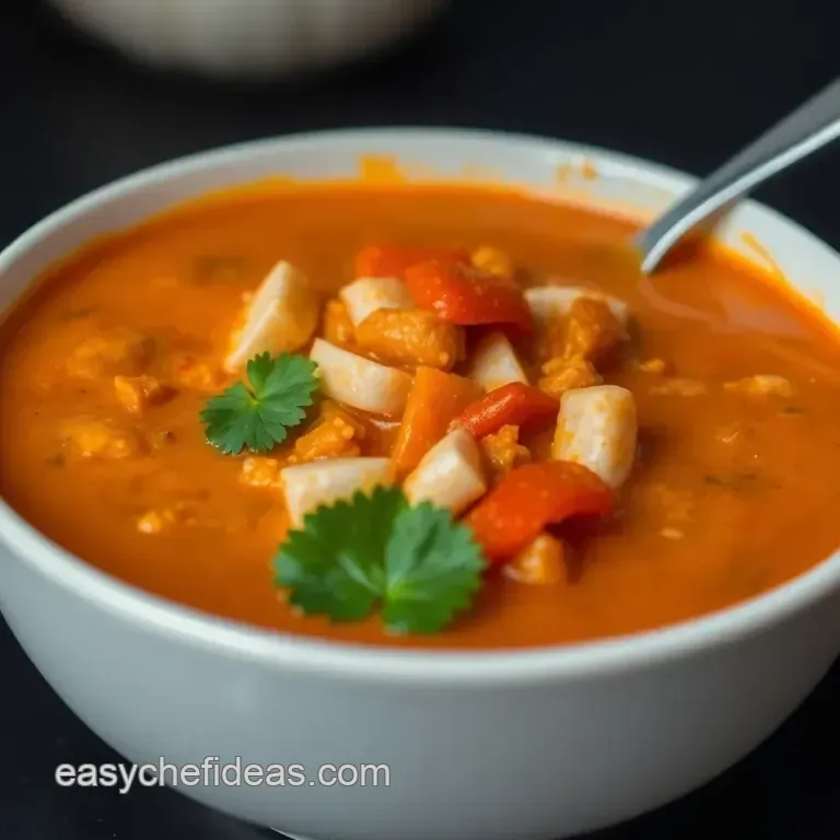 Authentic & Easy Red Thai Chicken Curry presentation