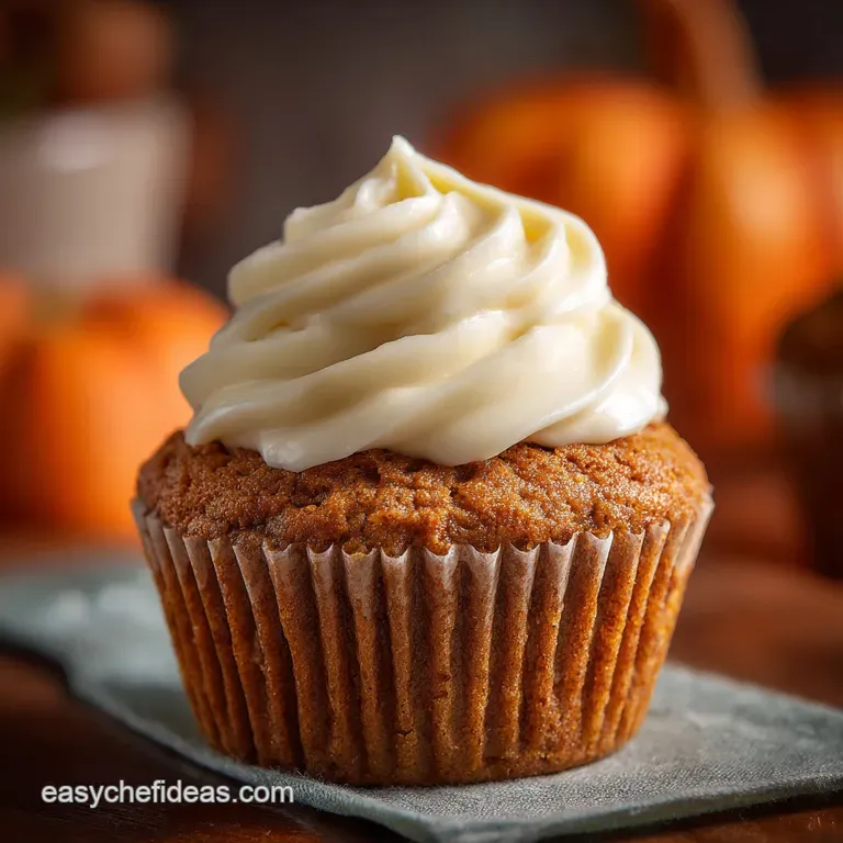 Pumpkin Cupcake: the Ultimate Autumn Spice with Tangy Cream Cheese Frosting presentation
