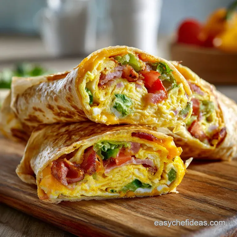 Omelet Tortilla Breakfast Wrap: Smoked Cheddar and Bacon Speedy Scoundrel