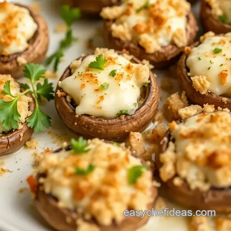 Savory Baked Mushrooms with Creamy Cheese Filling presentation