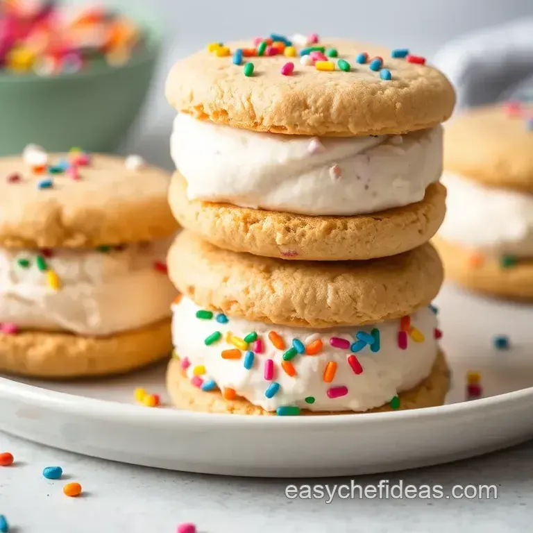 Colorful Rainbow Ice Cream Sandwiches presentation