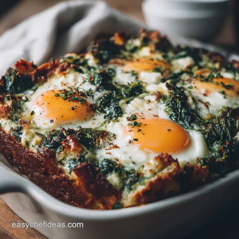 Baked Eggs Florentine Strata with Gruy&egrave;re and Crispy Prosciutto
