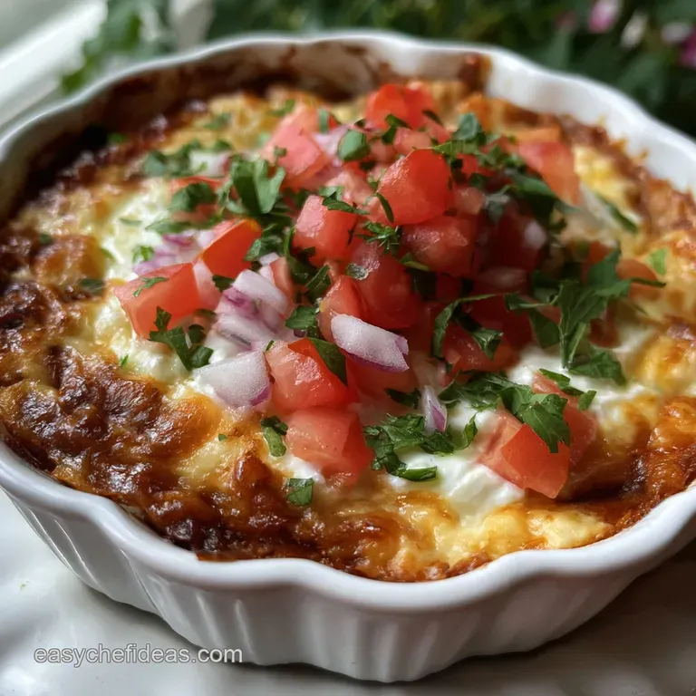 The Best Ever Baked Mexican Layer Dip presentation