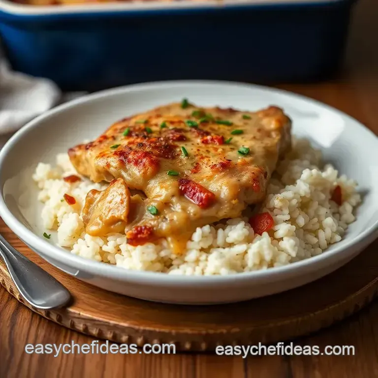Savory Baked Pork Chop Casserole with Rice presentation