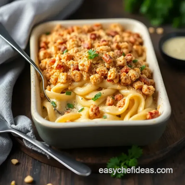 Baked Tuna Noodle Casserole with Crunchy Topping presentation