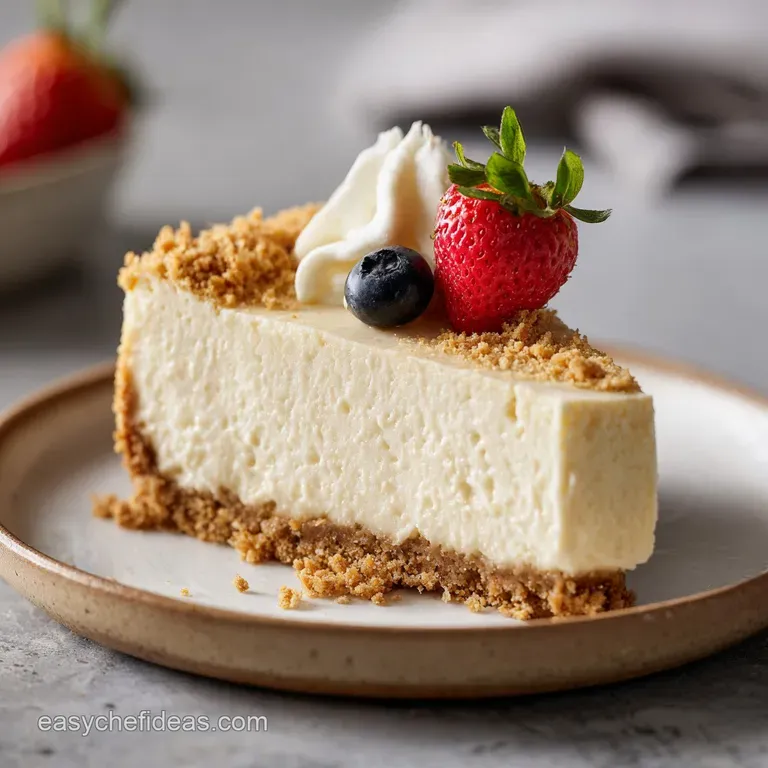 A sleek slice of creamy ivory cake resting on a white ceramic plate, paired with fresh berries and a mint leaf.