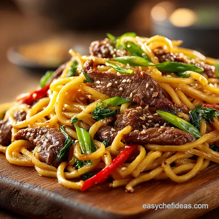 Beef Lo Mein Takeout Taste Homemade Ease presentation