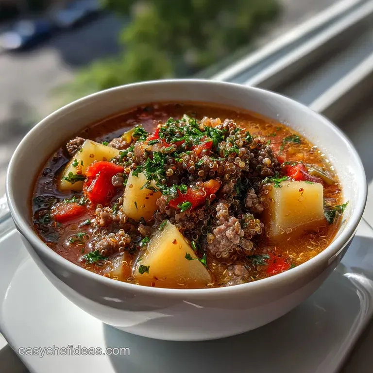 Beef Potato and Quinoa Soup Skinnytaste: Under 330 Calories presentation