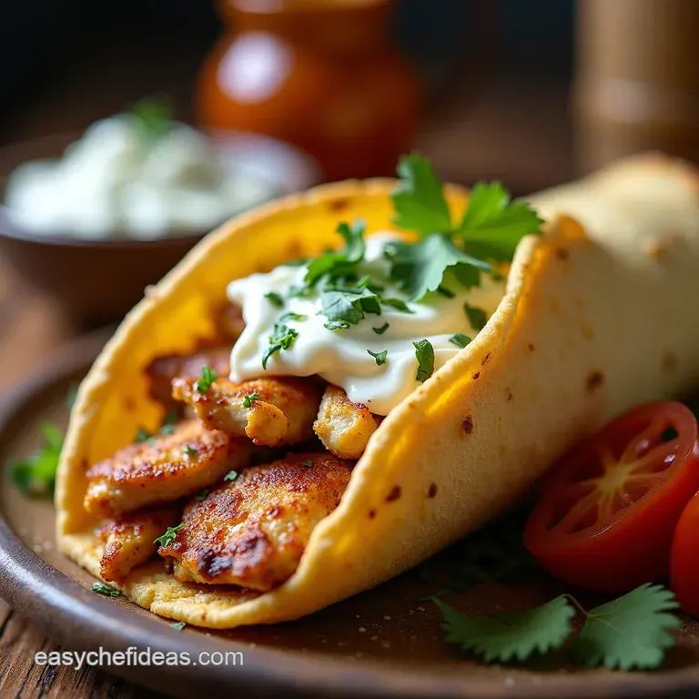 Opa Perfect Greek Chicken Gyros with Tangy Tzatziki presentation