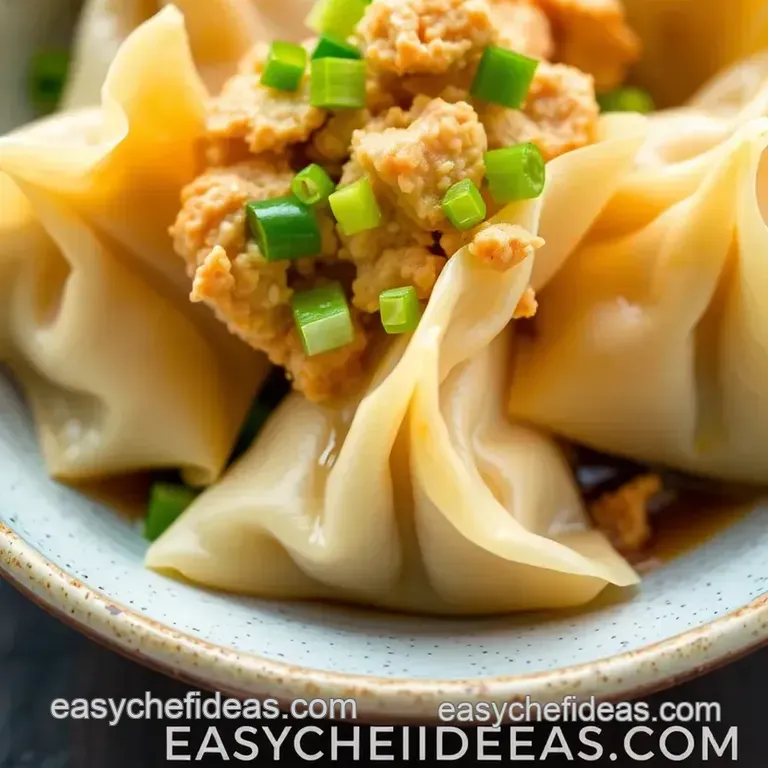 Boiled Chicken Wontons - Deliciously Easy presentation