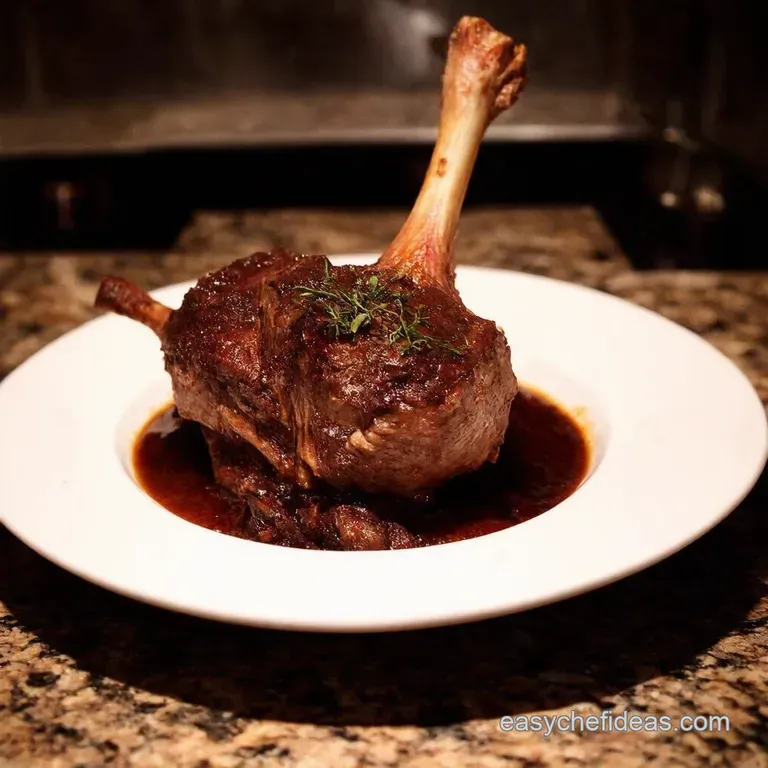 Braised Lamb Shanks with Rosemary Red Wine presentation