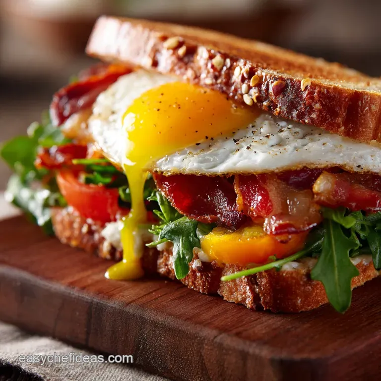 Breakfast Blt Egg Sandwich: the Full English Stacker with Chefs Aioli presentation