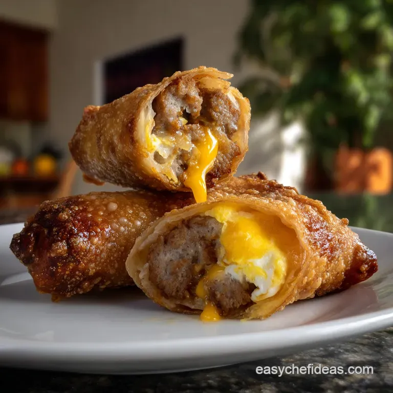 Golden-brown, shatter-crisp egg rolls arranged on a textured plate, showcasing layers of filling. Vibrant colors and tempt...