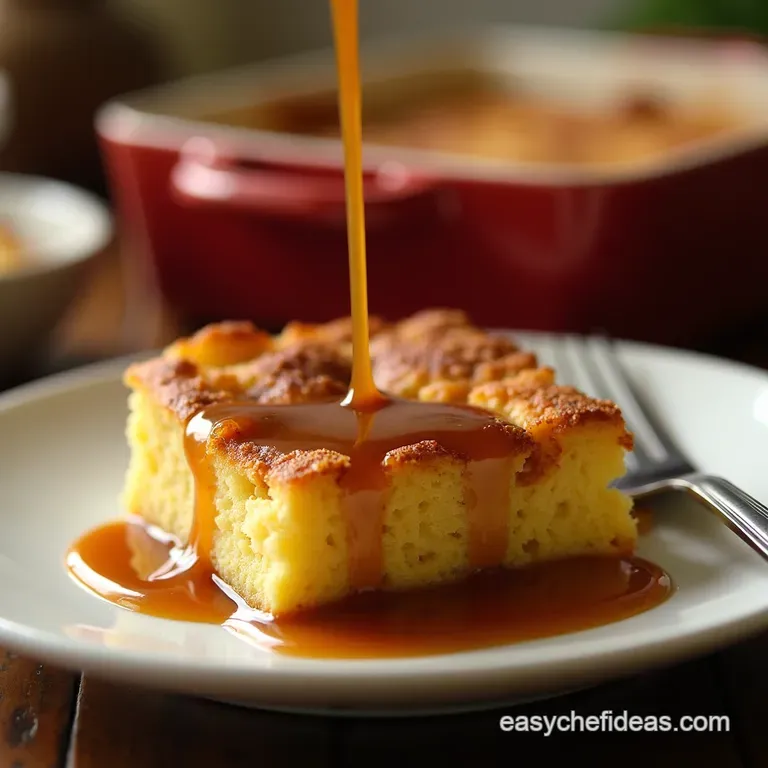 The Ultimate Sunday Treat Brioche Bread Pudding with Silky Salted Caramel Sauce presentation