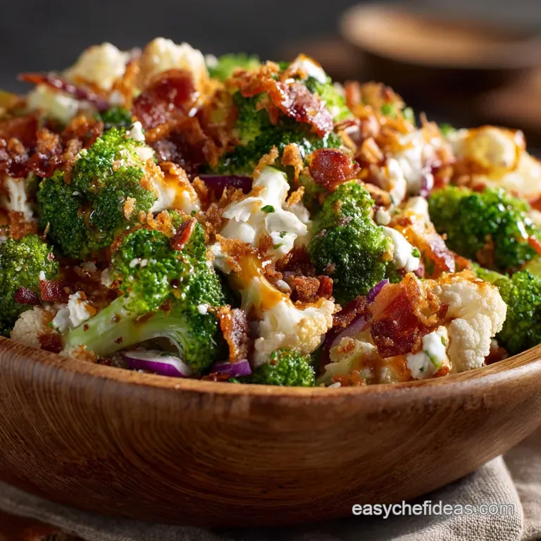 Broccoli Cauliflower Salad: the Ultimate Crunch with Sweet Smoky Dressing presentation