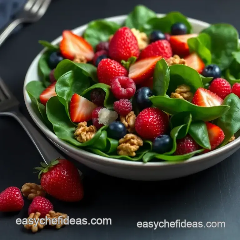 Bursting Berry Spinach Salad with Honey-Rose Vinaigrette presentation