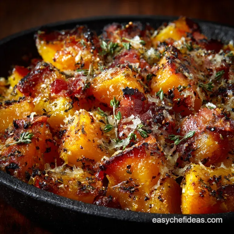 Butternut Squash with Bacon and Parmesan: Crispy Caramelized and Ready in 45 Minutes presentation