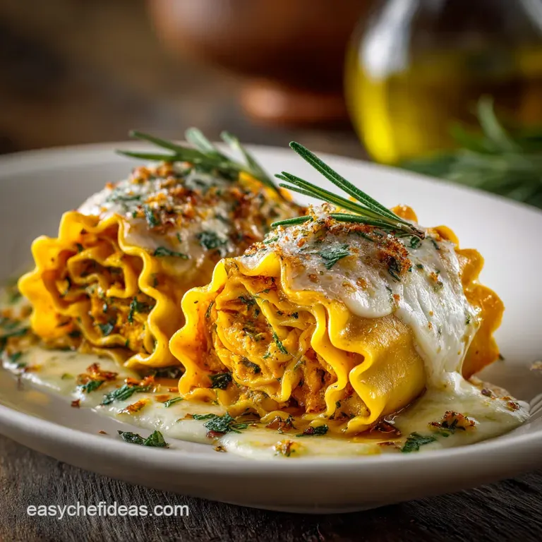 Autumn Comfort Roasted Butternut Squash and Sage Lasagna Rolls presentation