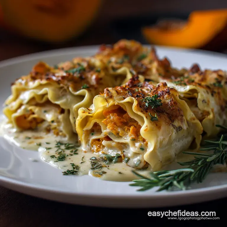 Autumn Comfort Roasted Butternut Squash and Sage Lasagna Rolls