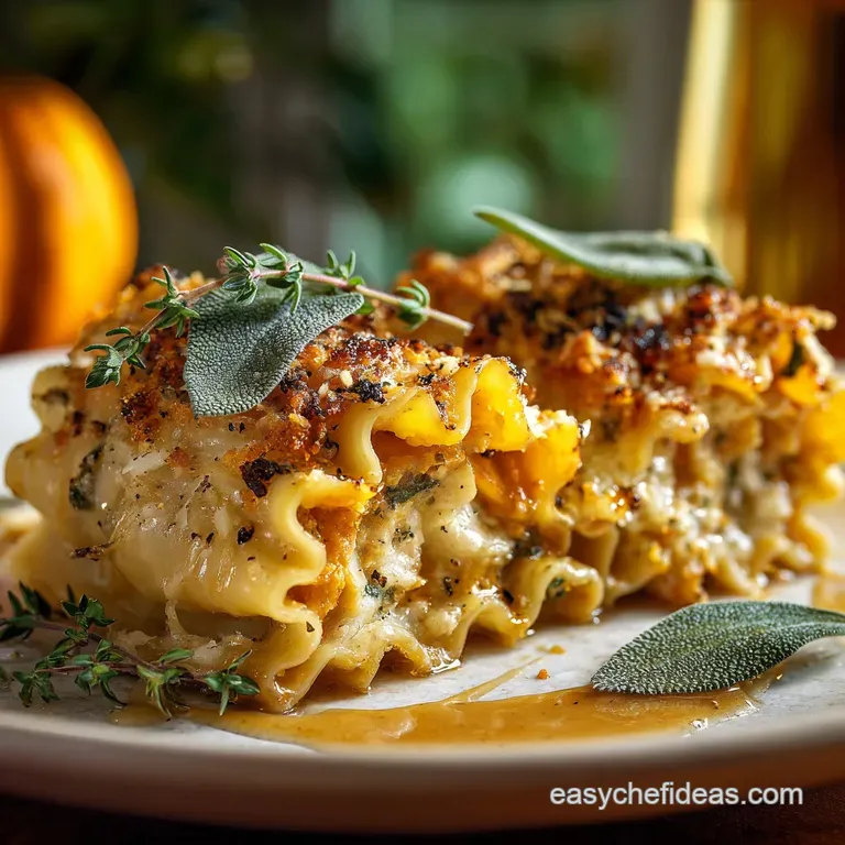 A Golden Harvest Butternut Squash Ricotta and Sage Lasagna Rollups presentation