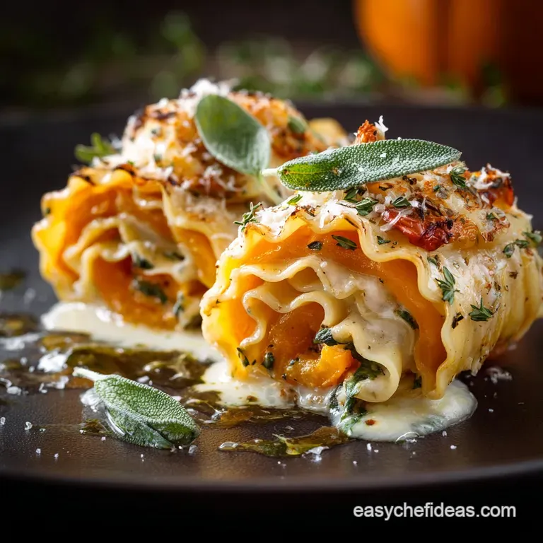 A Golden Harvest Butternut Squash Ricotta and Sage Lasagna RollUps