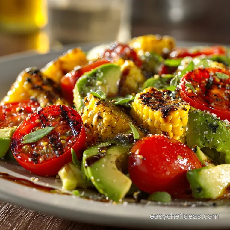 The Summer Blockbuster Salad Sweetcorn Tomato and Avocado with Zesty Lime Dressing presentation