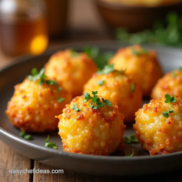 Golden Pockets of Joy Ultimate Cheesy Arancini Rice Balls presentation