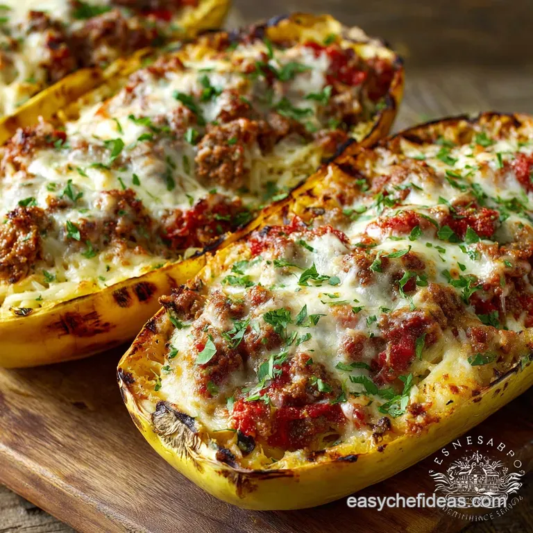 Cheesy Baked Spaghetti Squash Boats with Grilled C: The Low-Carb Ziti Alternative