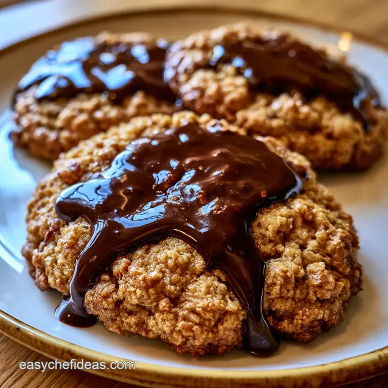 Three warm, soft cookies stacked on a white ceramic plate with a cold glass of milk and a linen napkin nearby.