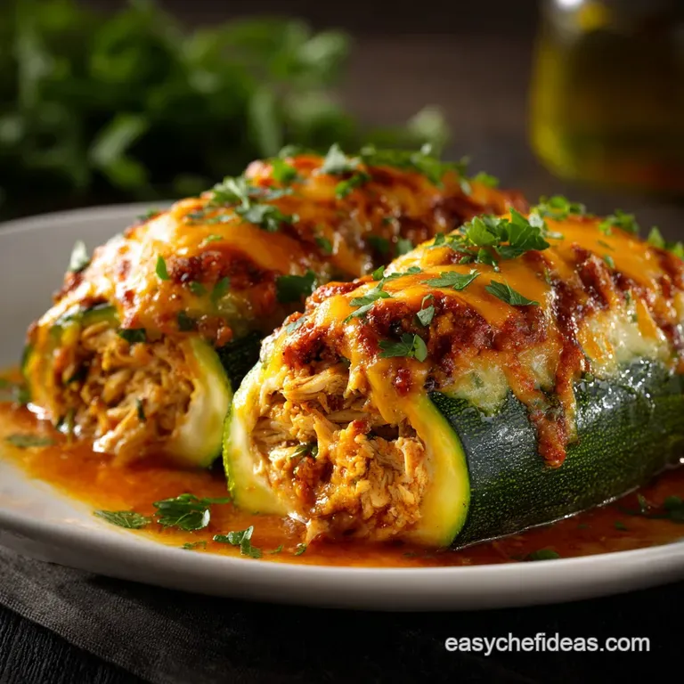 Chicken Enchilada Stuffed Zucchini: Zesty Low-Carb Zucchini Boats presentation