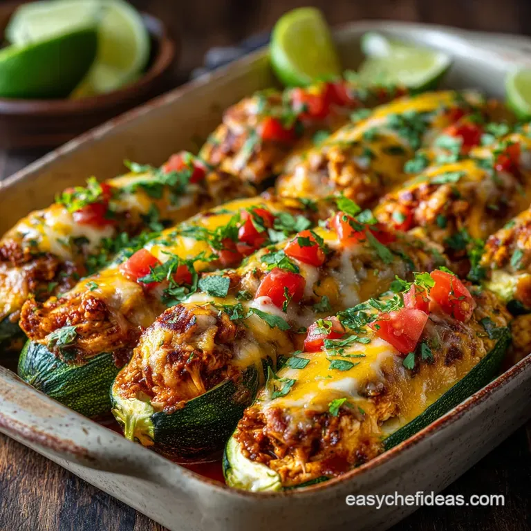 Chicken Enchilada Stuffed Zucchini: Zesty Low-Carb Zucchini Boats