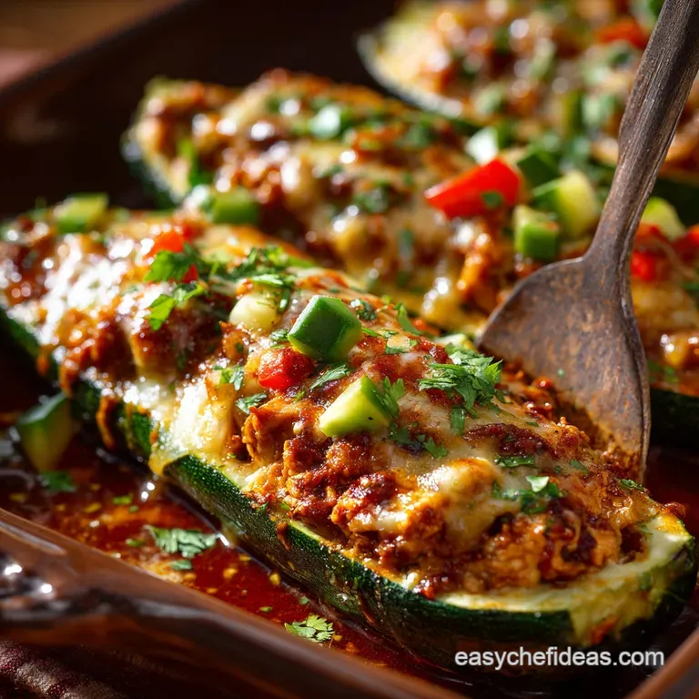 Chicken Enchilada Stuffed Zucchini Boats: the Ultimate Low-Carb Fiesta presentation