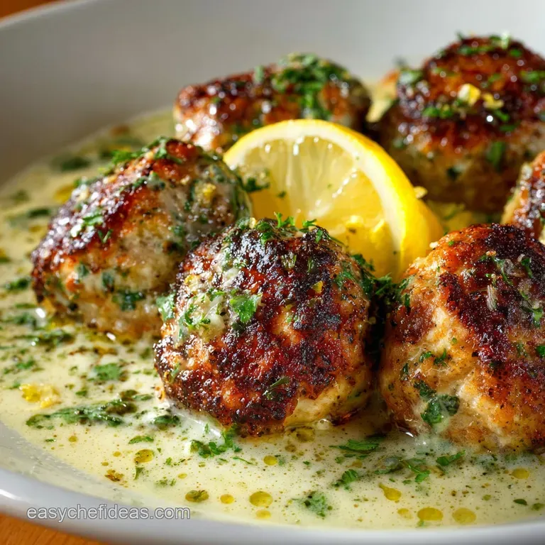 Chicken Romano Meatballs with Lemon White Wine Sau: Pan-Seared to Perfection