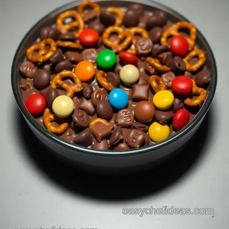 Chocolate Pretzel Delights with Rolo & M&M Toppings presentation