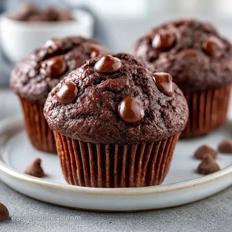 Chocolate Zucchini Muffins with Greek Yogurt