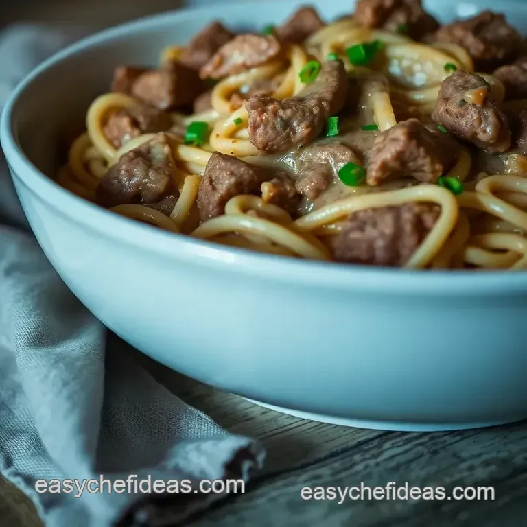 Classic Beef Stroganoff presentation