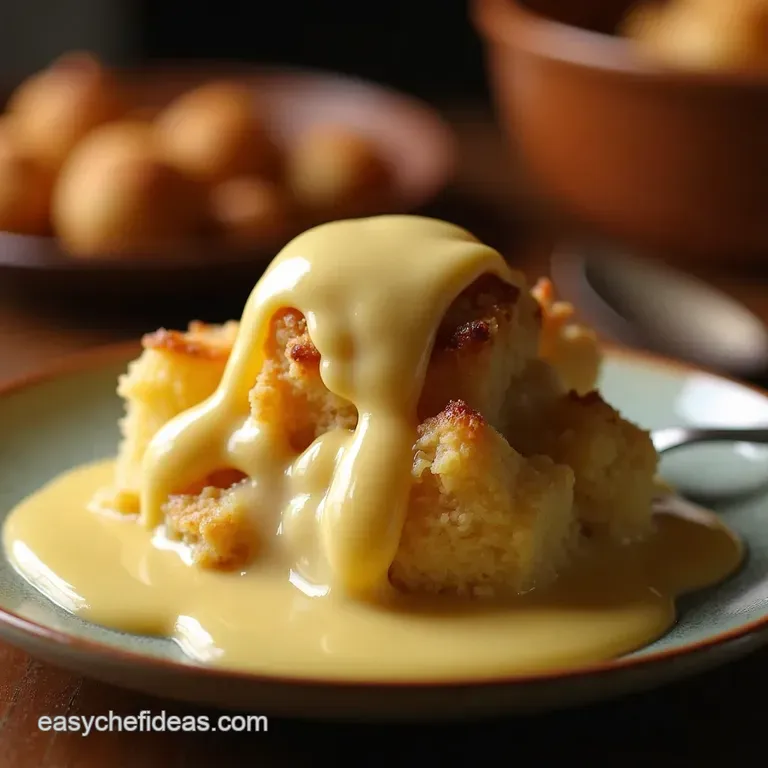 The Proper Cuppa Companion Classic Bread Pudding with Rich Cr&egrave;me Anglaise presentation