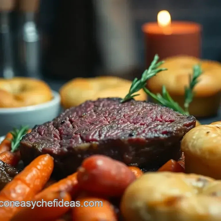 Classic British Sunday Roast: Tender Roast Beef with Yorkshire Puddings