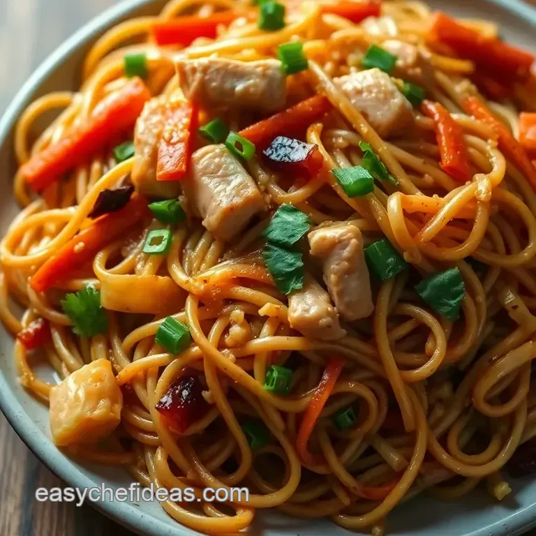 Classic Chicken Chow Mein with Veggies presentation