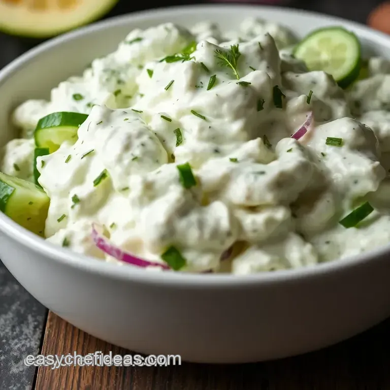 Classic Creamy Cucumber Salad with Sour Cream presentation