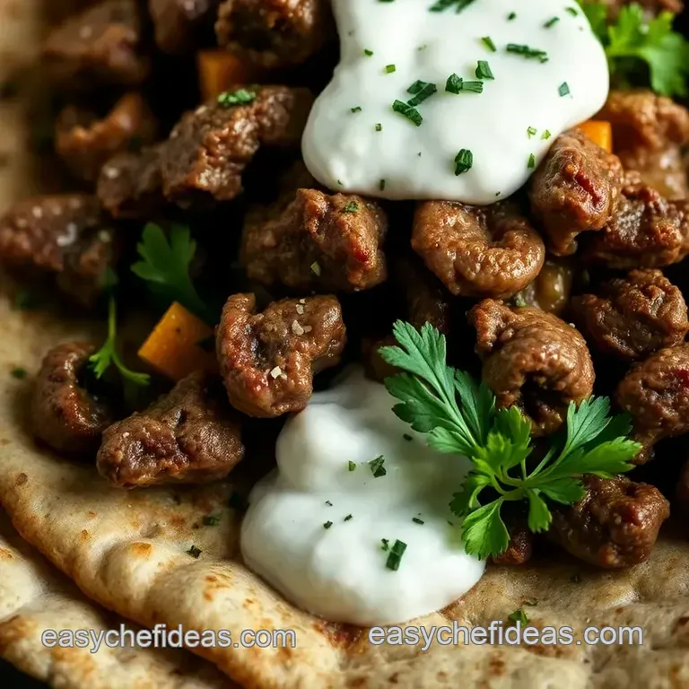 Classic Greek Gyro with Tzatziki Sauce presentation