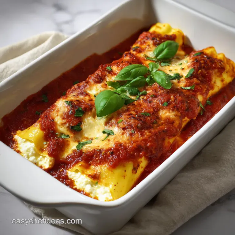 Homemade Manicotti with Tender Ricotta Crespelle presentation